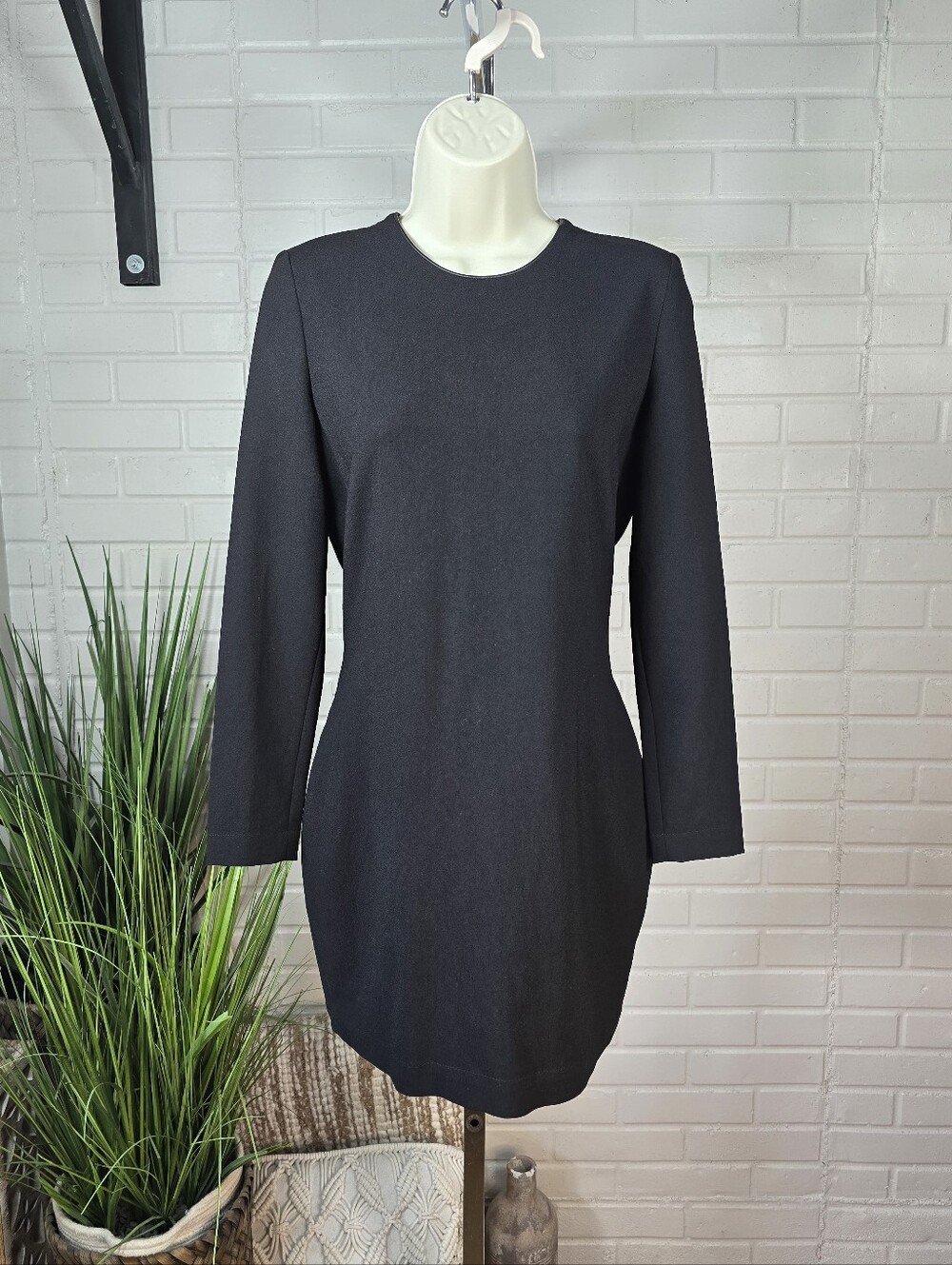 IRO Gaia Black Long Sleeve Fitted Mini Dress Size 38 Or 6